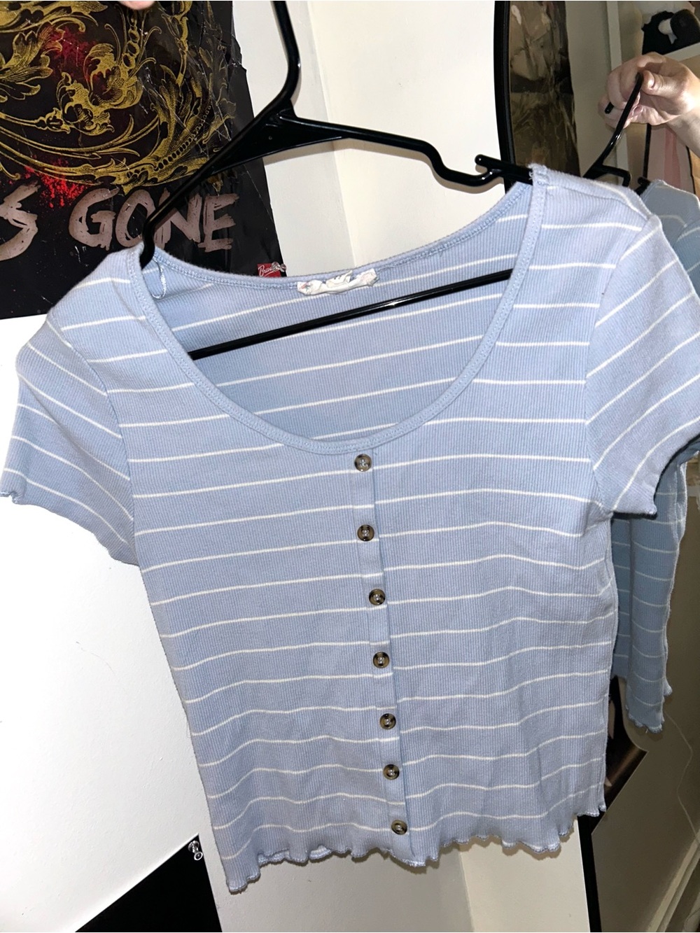 Cute Light Blue Striped Baby Tee